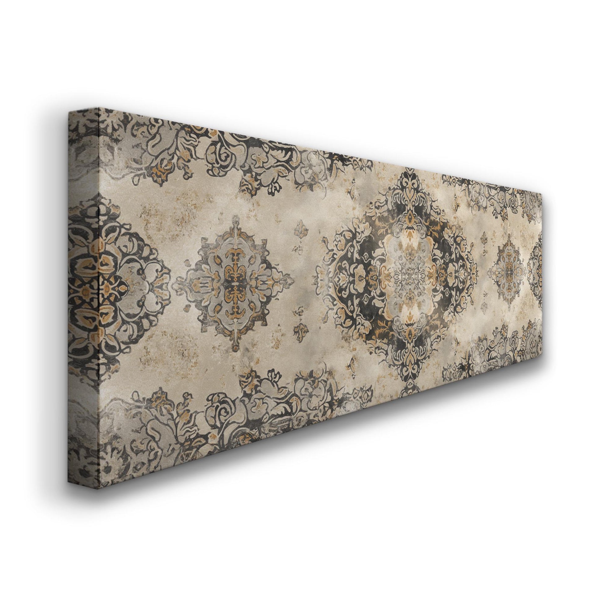 Beige Tapestry Panoramic Wall Art for Above Bed, Panorama Moroccan Canvas Print, Boho Textile Decor Canvas Art
