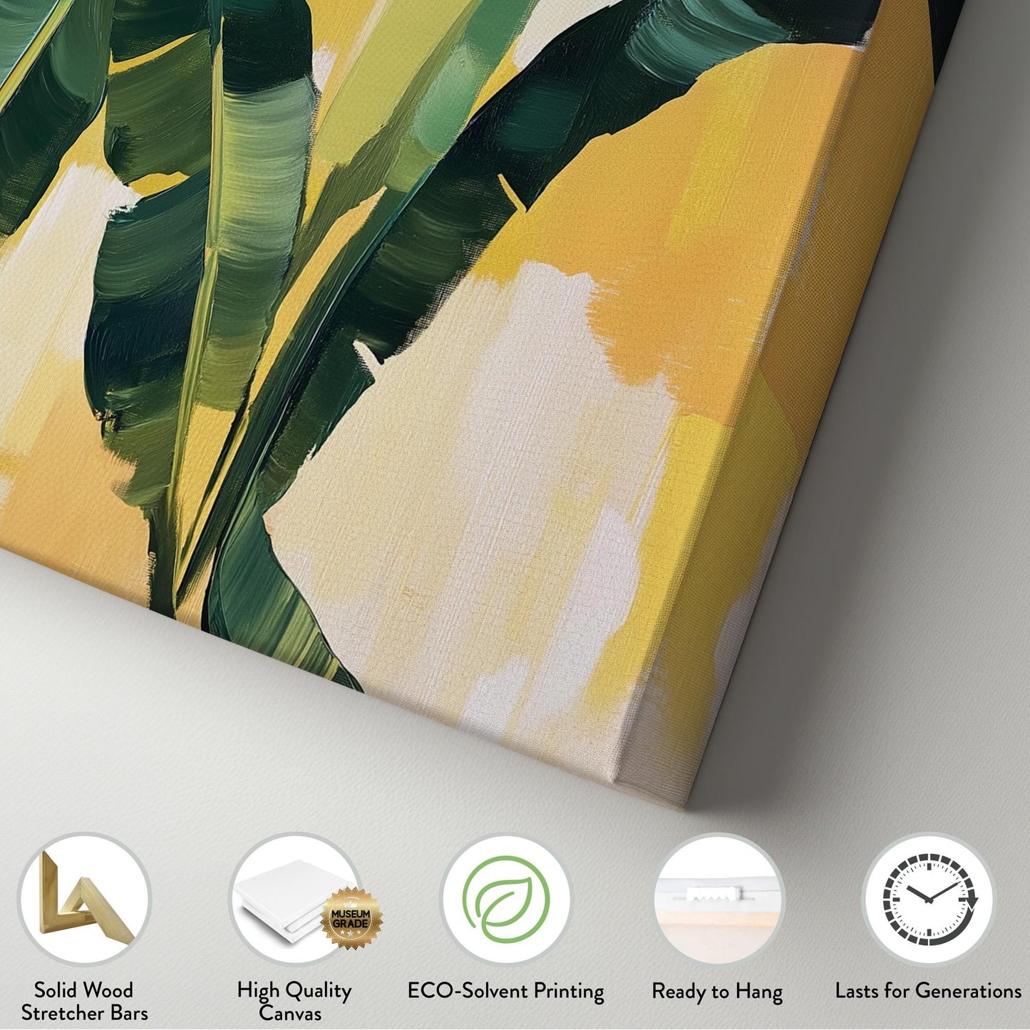 Abstract Palm Tree Canvas Wall Art For Bedroom, Landscape Rainforest Canvas Print, Botanical Large Canvas Art