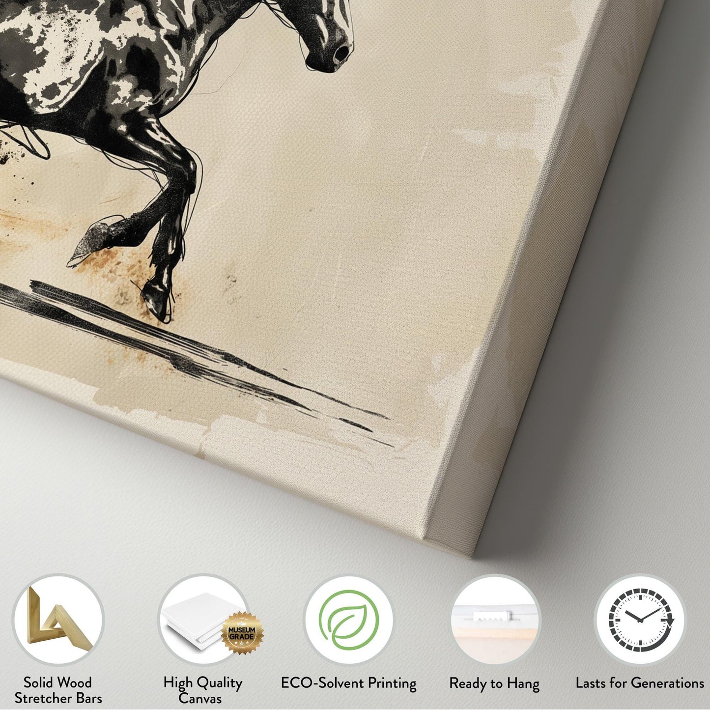Abstract Running Horse Canvas Print: Minimalist Farmhouse Wall Art