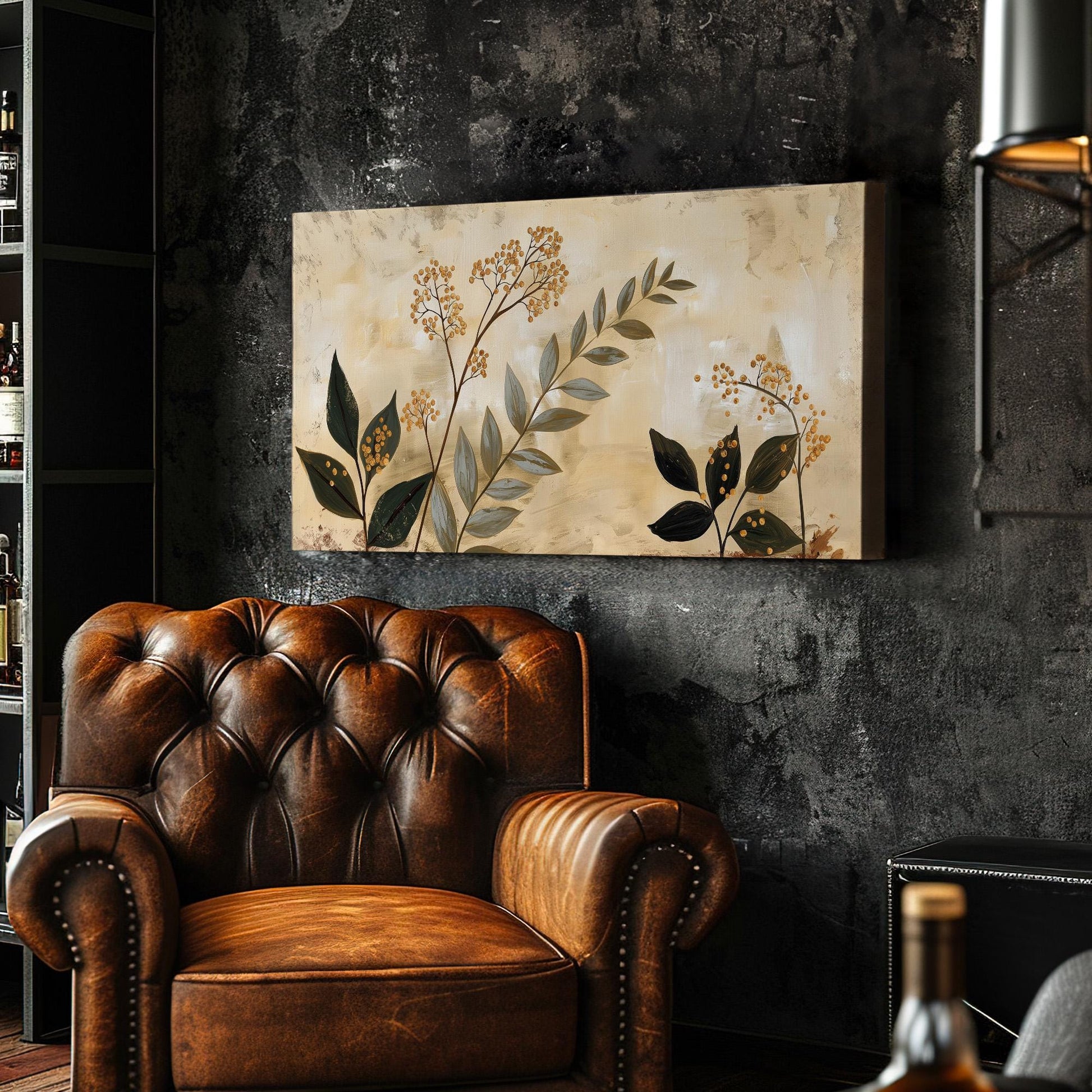 Abstract Floral Still Life Canvas Wall Art For Bedroom, Landscape Botanical Canvas Print, Rustic Large Canvas Art