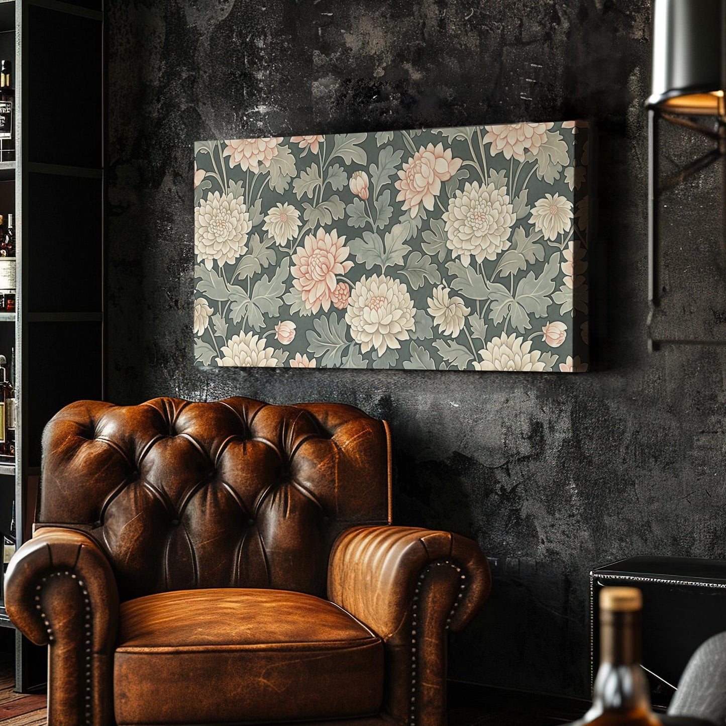 Chrysanthemums Canvas Wall Art For Living Room, Landscape Floral Canvas Print, Renaissance Large Canvas Art