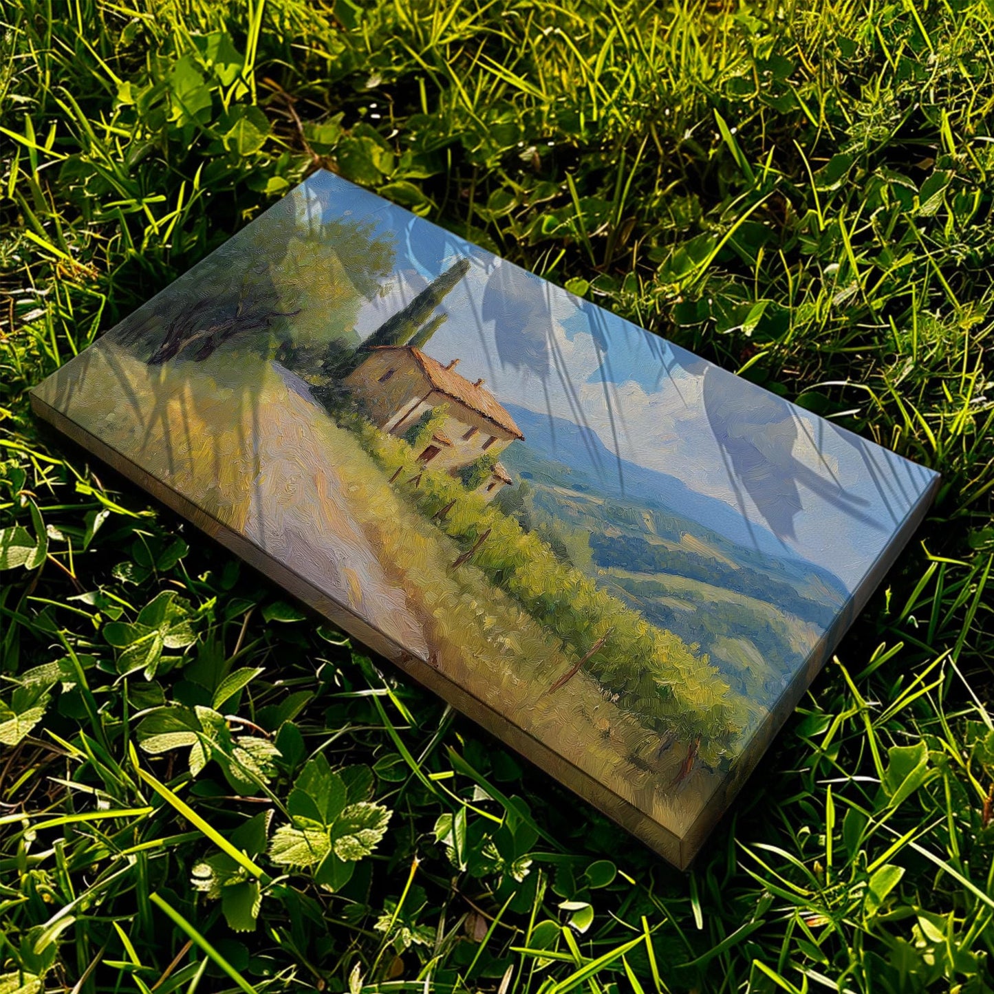 Old House By The Road Canvas Wall Art For Living Room, Landscape Tuscan Village Canvas Print, Italian Countryside Large Canvas Art