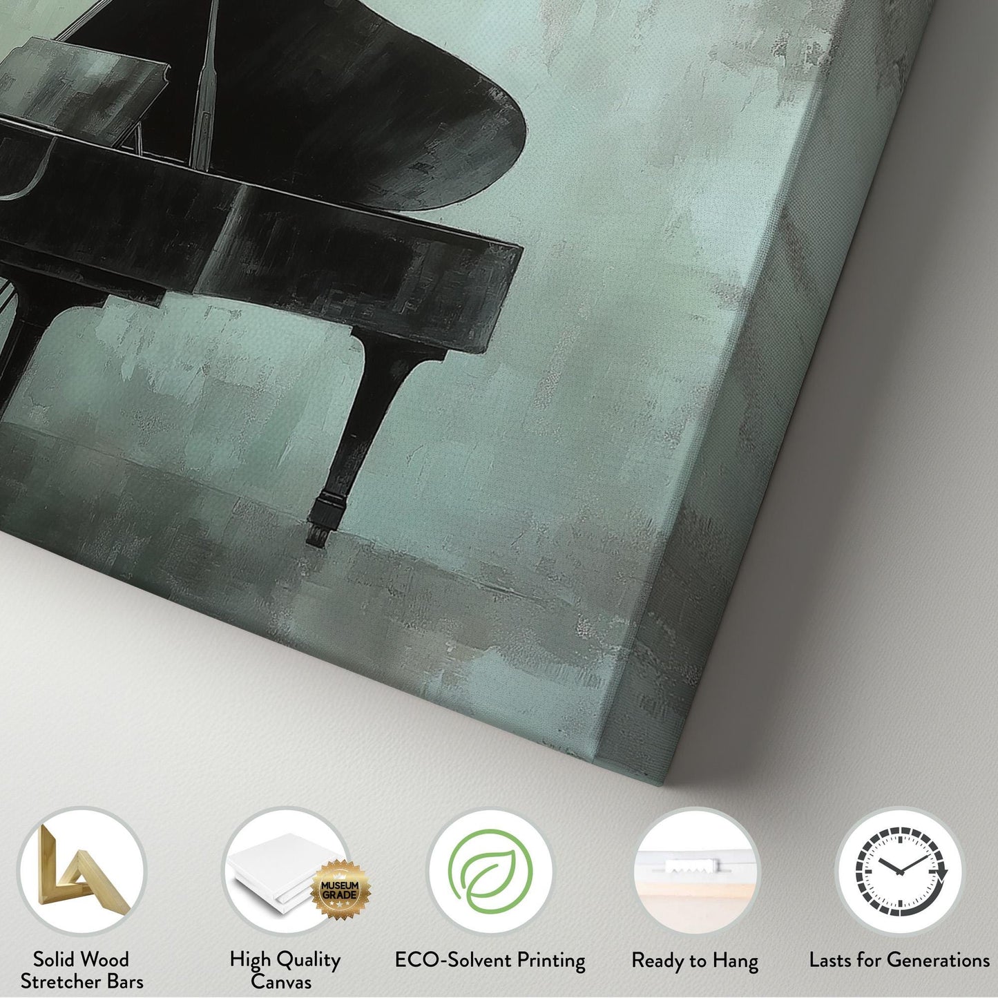 Piano Abstract Canvas Wall Art For Living Room, Landscape Pianist Canvas Print, Classical Large Canvas Art