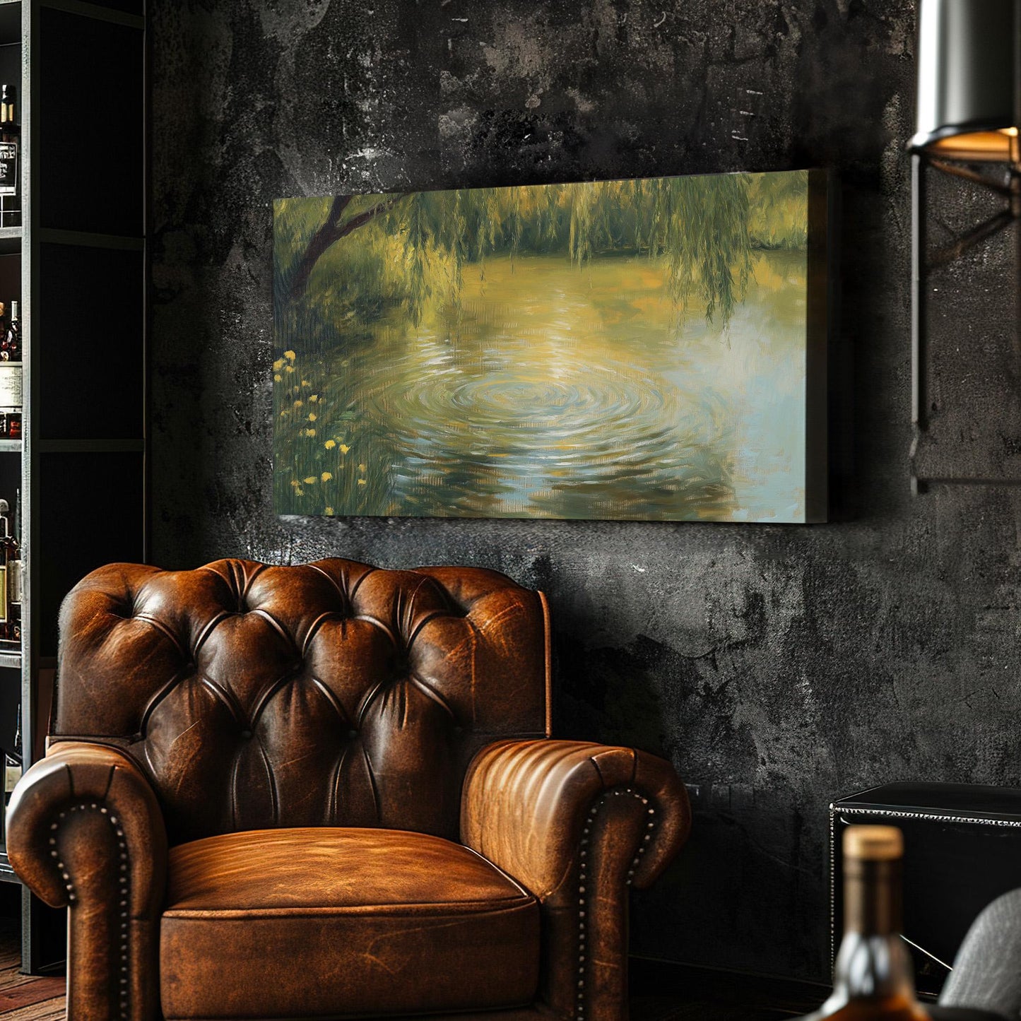 Water Ripples Canvas Wall Art For Living Room, Landscape Quiet Pond Canvas Print, Tranquil Large Canvas Art