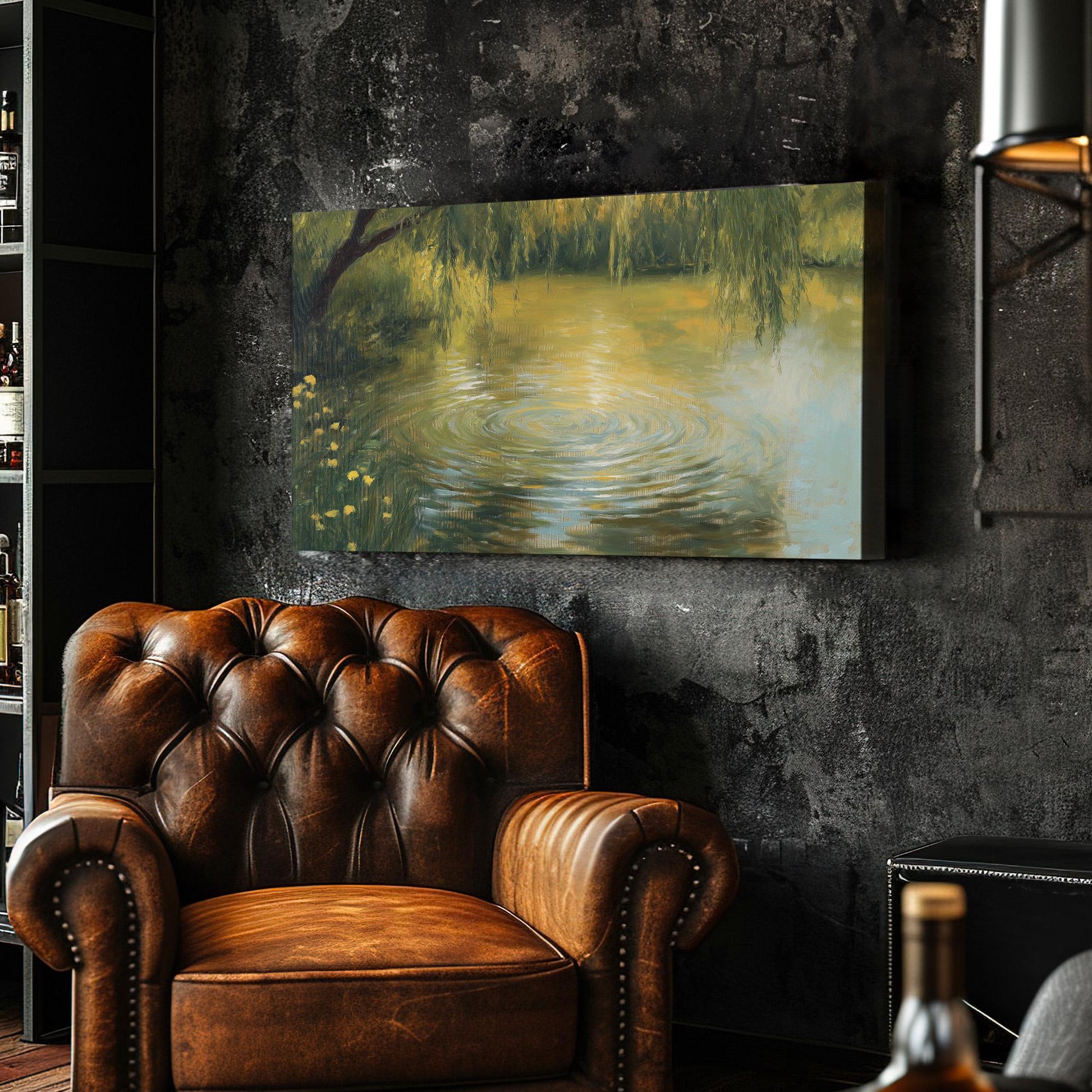Water Ripples Canvas Wall Art For Living Room, Landscape Quiet Pond Canvas Print, Tranquil Large Canvas Art