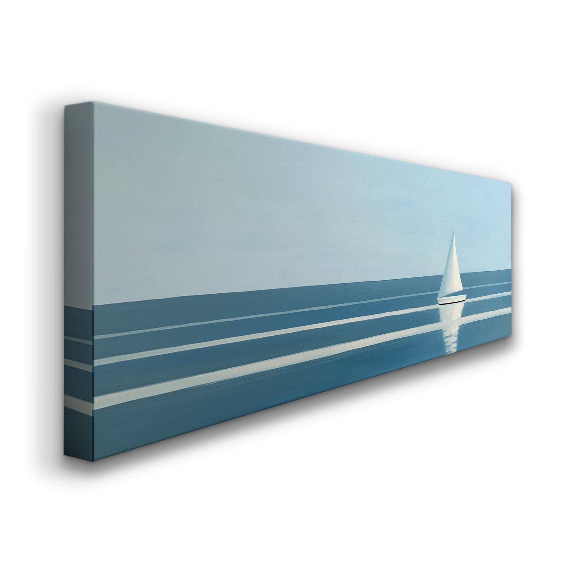 Sailboat Line Art Canvas Print: Panoramic Seascape Wall Decor