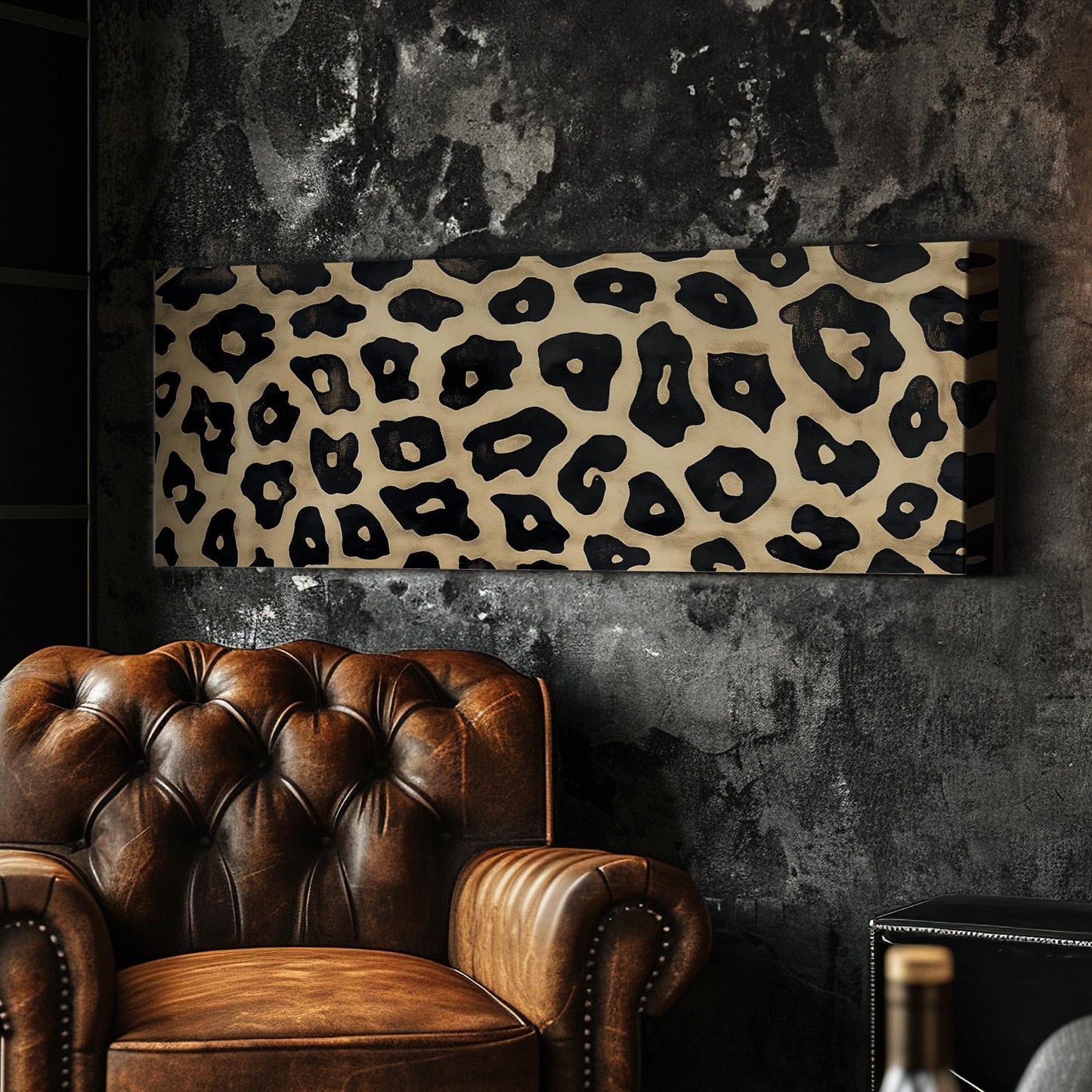 Leopard Pattern Panoramic Wall Art Aesthetic, Panorama Cheetah Canvas Print, Wildlife Decor Canvas Art