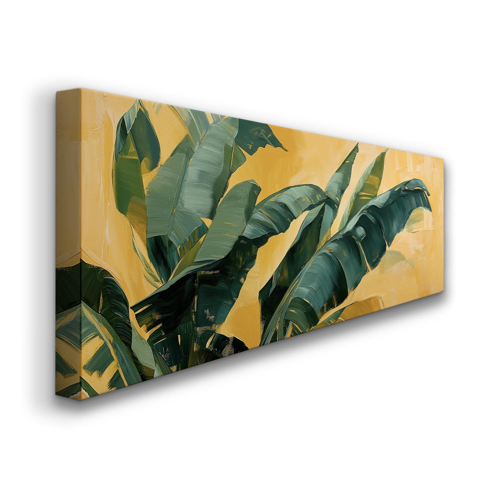 Abstract Palm Tree Panoramic Wall Art Tropical, Panorama Rainforest Canvas Print, Botanical Decor Canvas Art