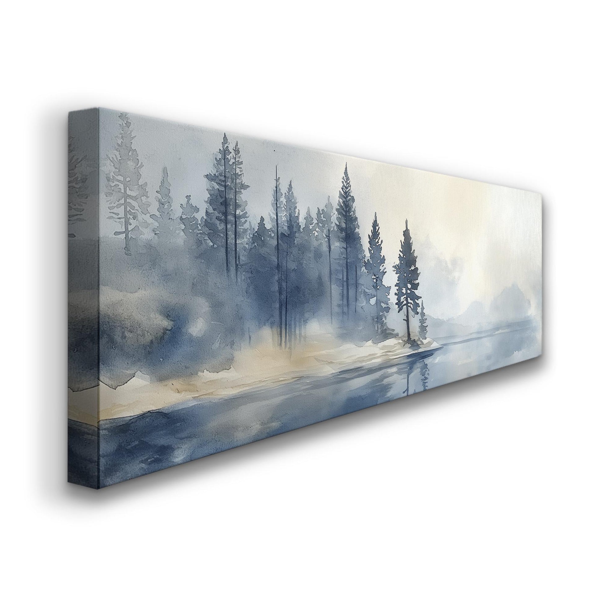 Lake Tahoe Spring Panoramic Wall Art Lake Scene, Panorama Quiet Pond Canvas Print, Tranquil Decor Canvas Art