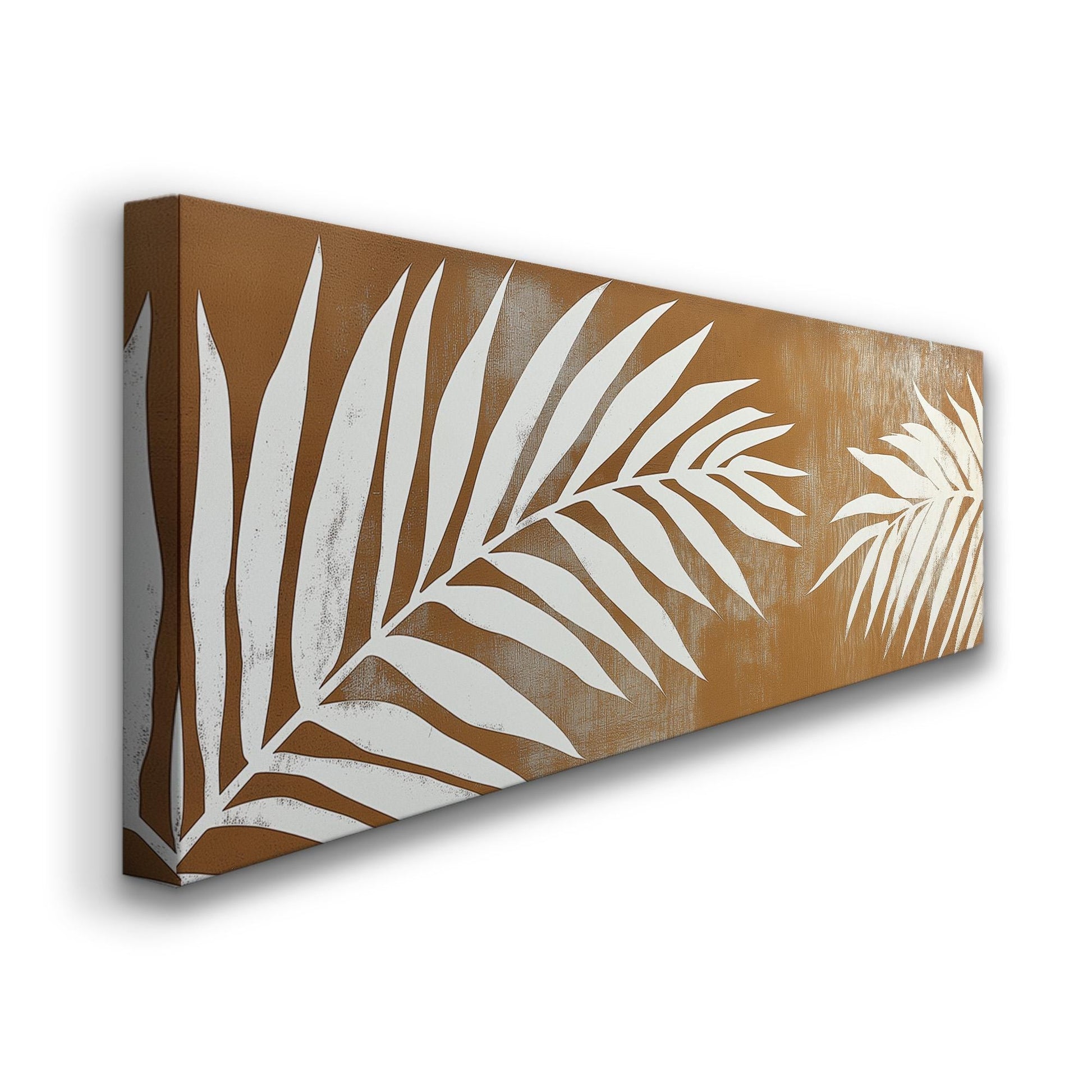 Palm Tree Brown Background Panoramic Wall Art Tropical, Panorama Rainforest Canvas Print, Botanical Decor Canvas Art