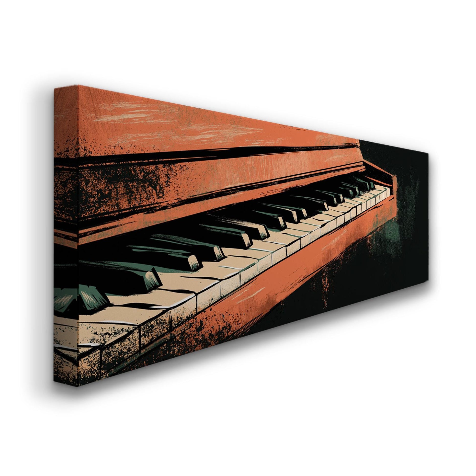 Piano illustration Panoramic Wall Art Musician, Panorama Pianist Canvas Print, Classical Decor Canvas Art