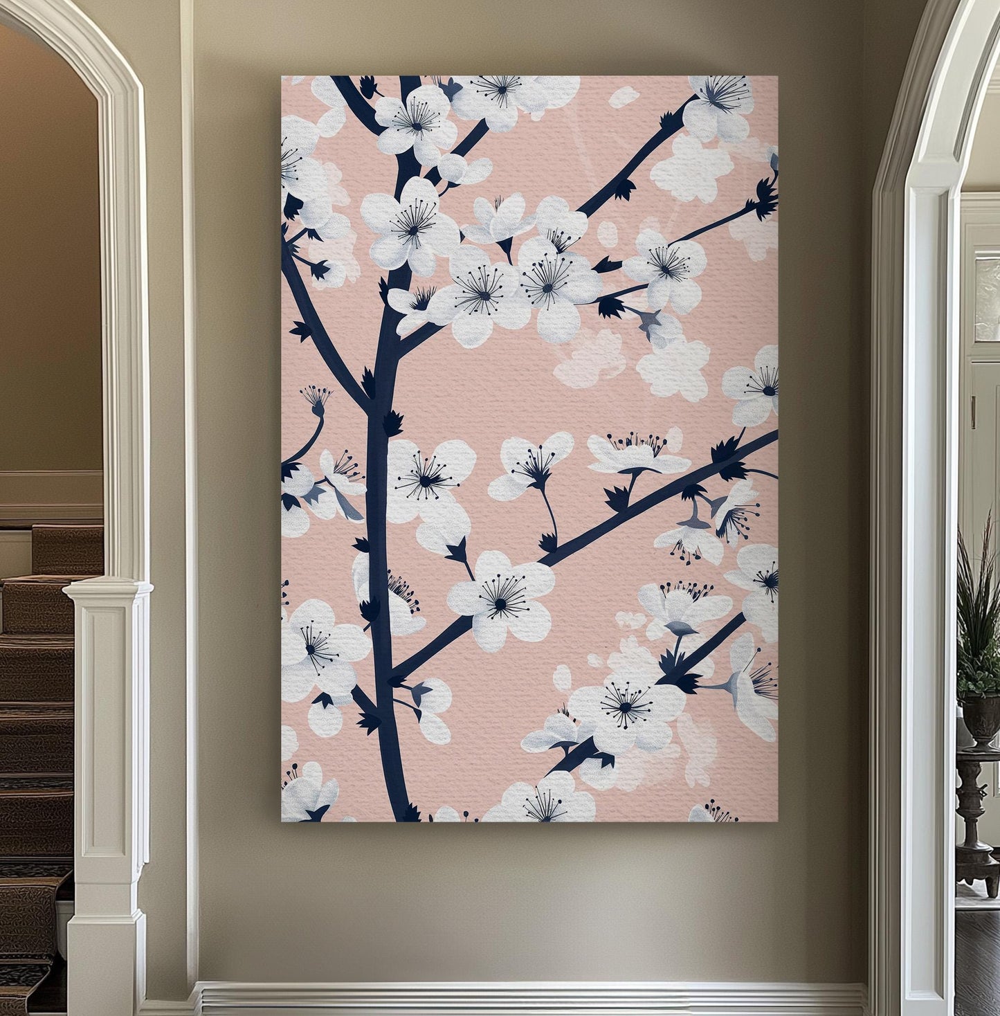 Cherry Blossom Canvas Print: Vintage Japanese Sakura Tree Wall Art