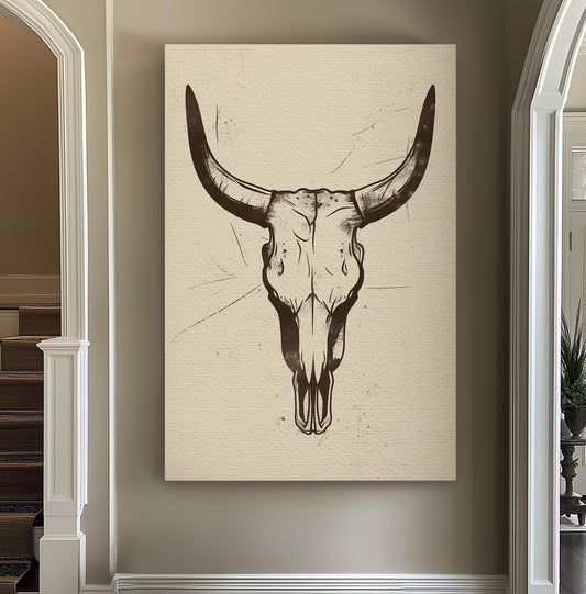 Bison Skull Vertical Wall Art Western, Decor Southeastern Canvas Print, Howdy Big Canvas Art