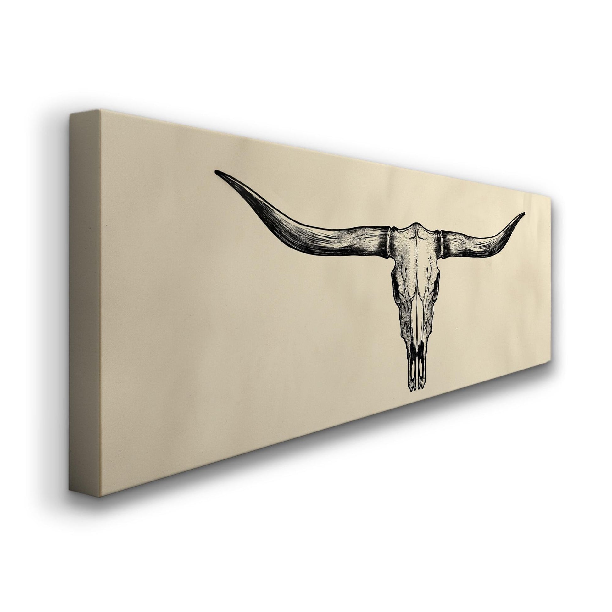 Wide Bison Skull Panoramic Wall Art Western, Panorama Southeastern Canvas Print, Howdy Decor Canvas Art
