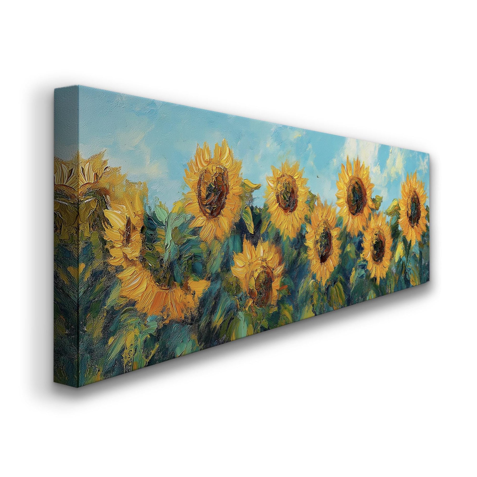Sunflower Field Panoramic Canvas Print: Rustic Farmhouse Wall Art