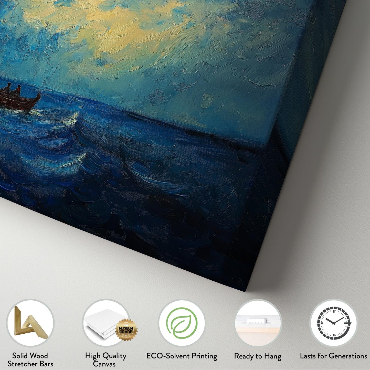 Lighthouse With A Boat Canvas Wall Art For Living Room, Landscape Boathouse Canvas Print, Sea Coast Large Canvas Art