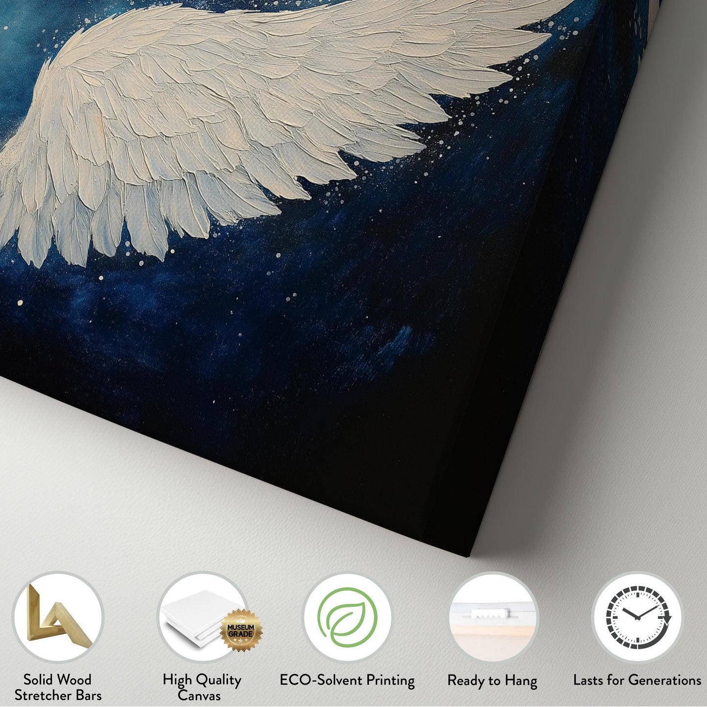 Angel Wing Starry Sky Canvas Wall Art For Bedroom, Landscape Blessed Canvas Print, Modern Large Canvas Art