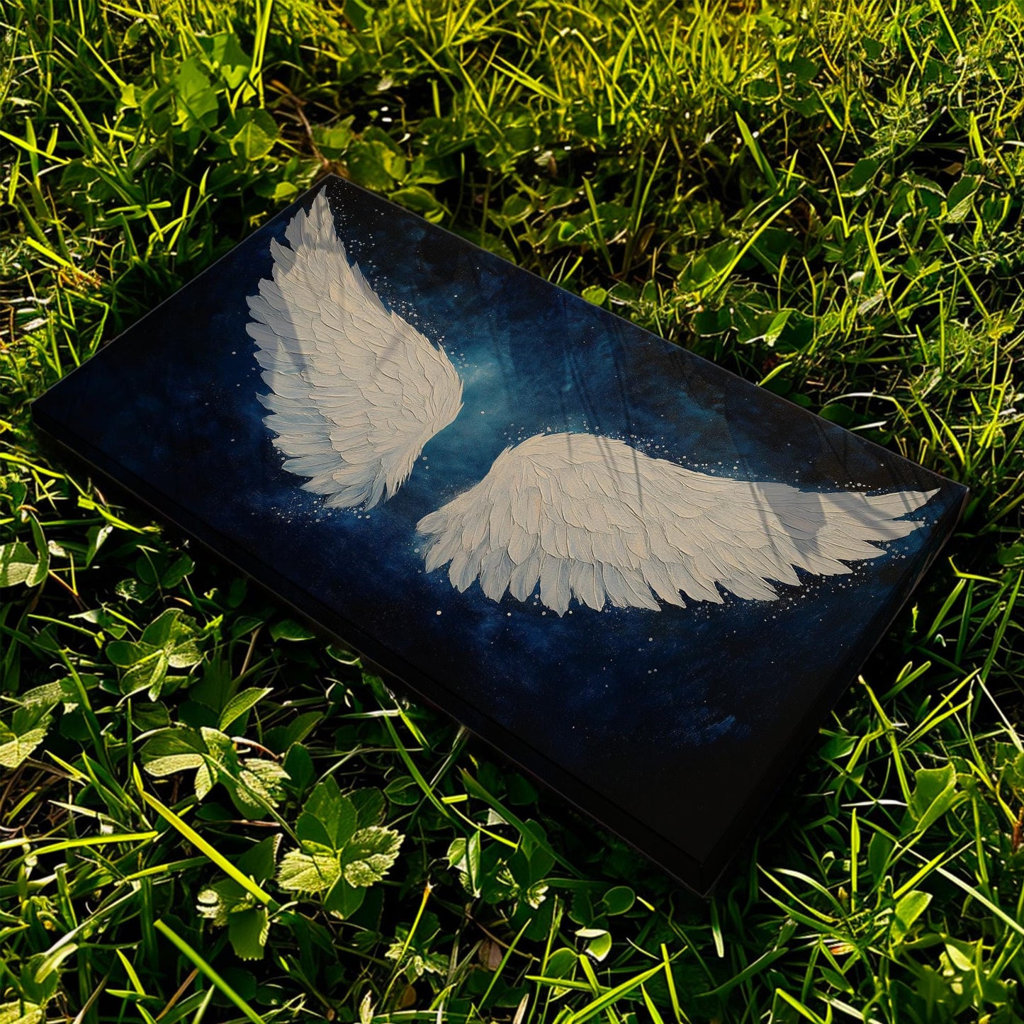 Angel Wing Starry Sky Canvas Wall Art For Bedroom, Landscape Blessed Canvas Print, Modern Large Canvas Art
