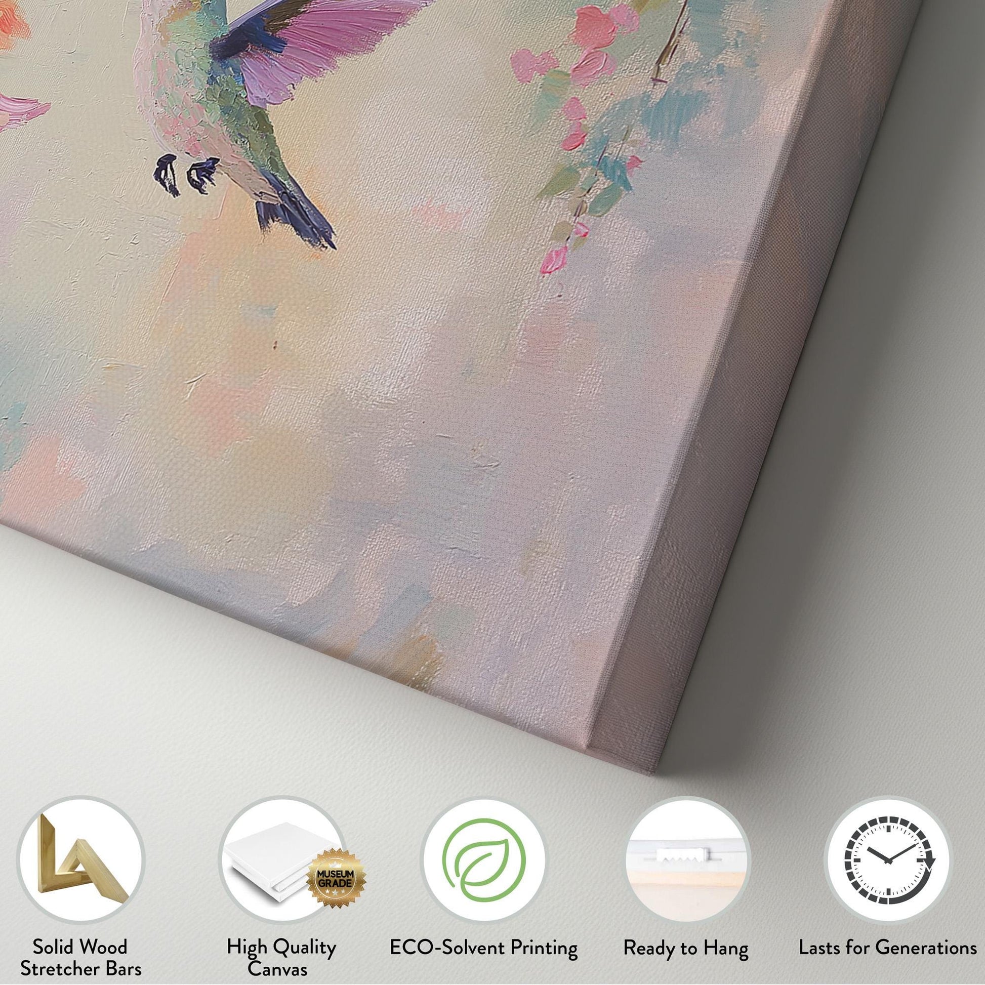 Abstract Hummingbird Canvas Wall Art For Bedroom, Landscape Rustic Canvas Print, Colibri Large Canvas Art