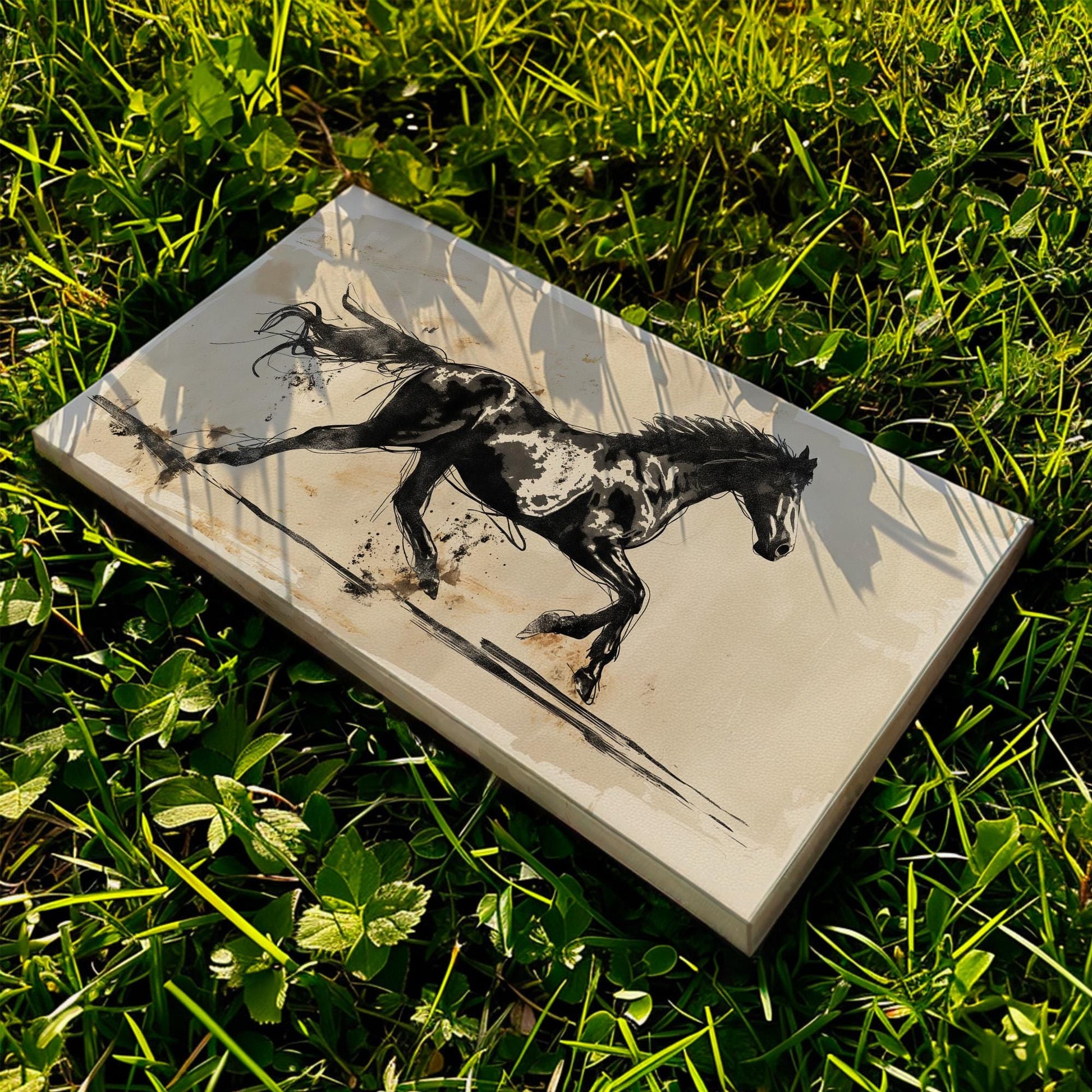 Abstract Running Horse Canvas Print: Minimalist Farmhouse Wall Art