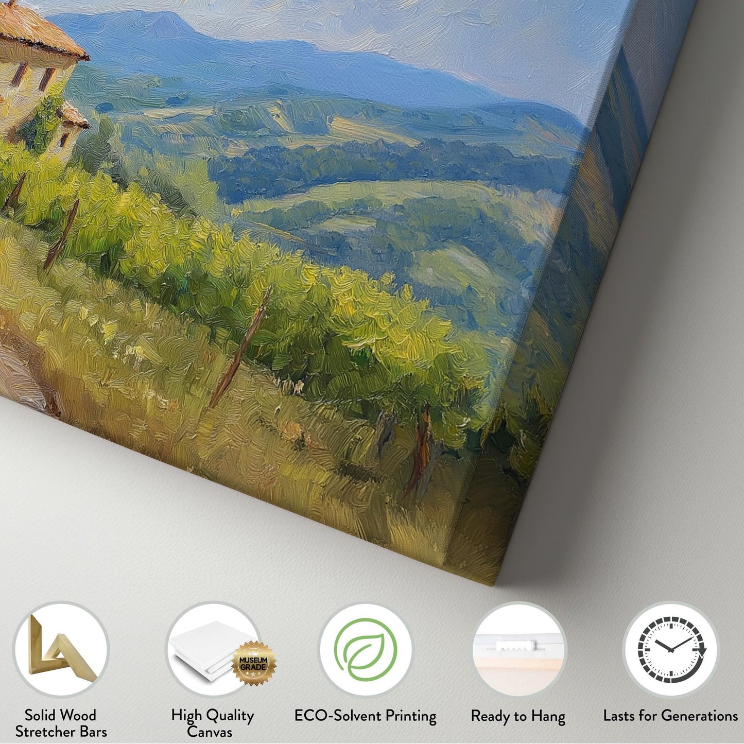 Old House By The Road Canvas Wall Art For Living Room, Landscape Tuscan Village Canvas Print, Italian Countryside Large Canvas Art