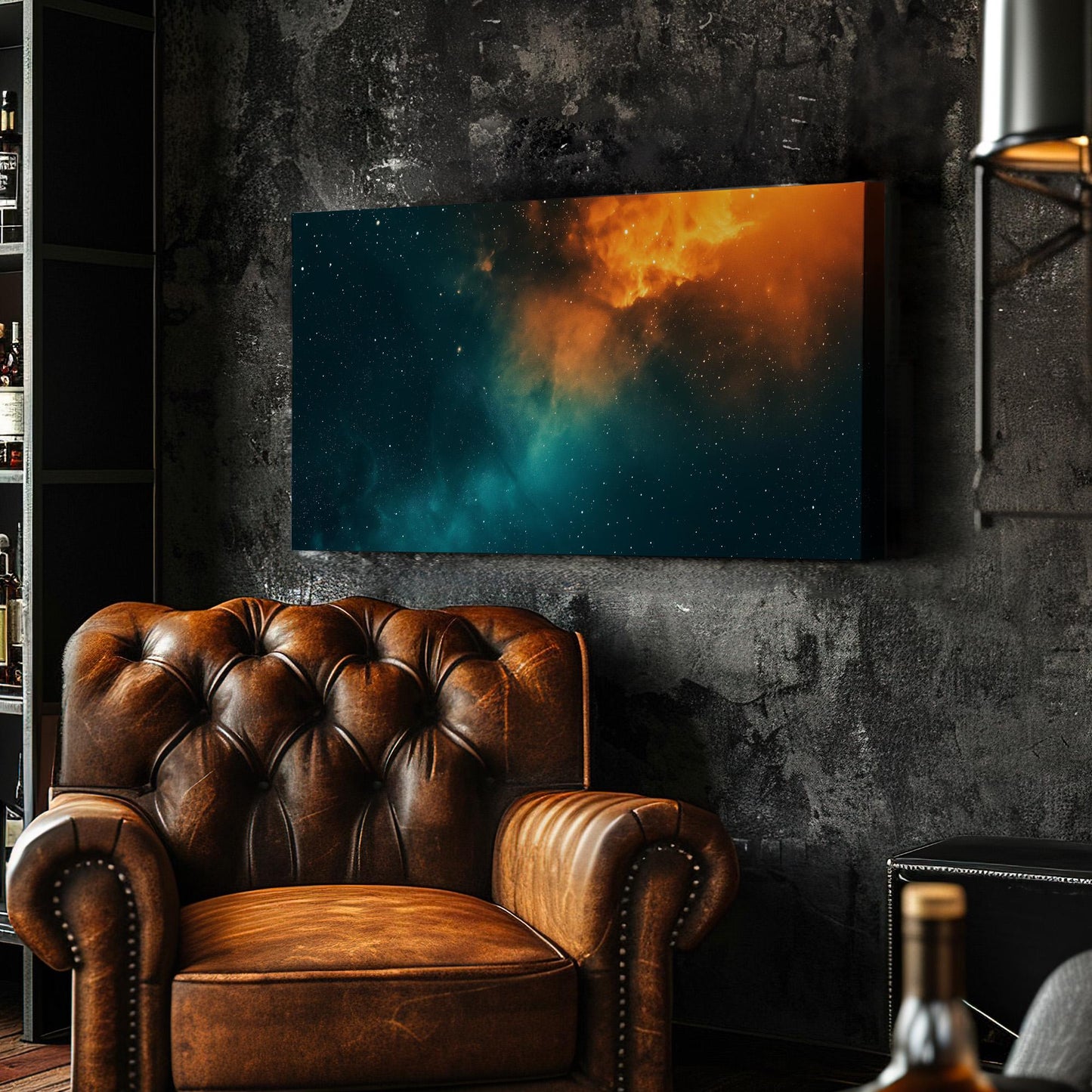 Orange Sky Canvas Wall Art For Living Room, Landscape Starry Sky Canvas Print, Aurora Borealis Large Canvas Art