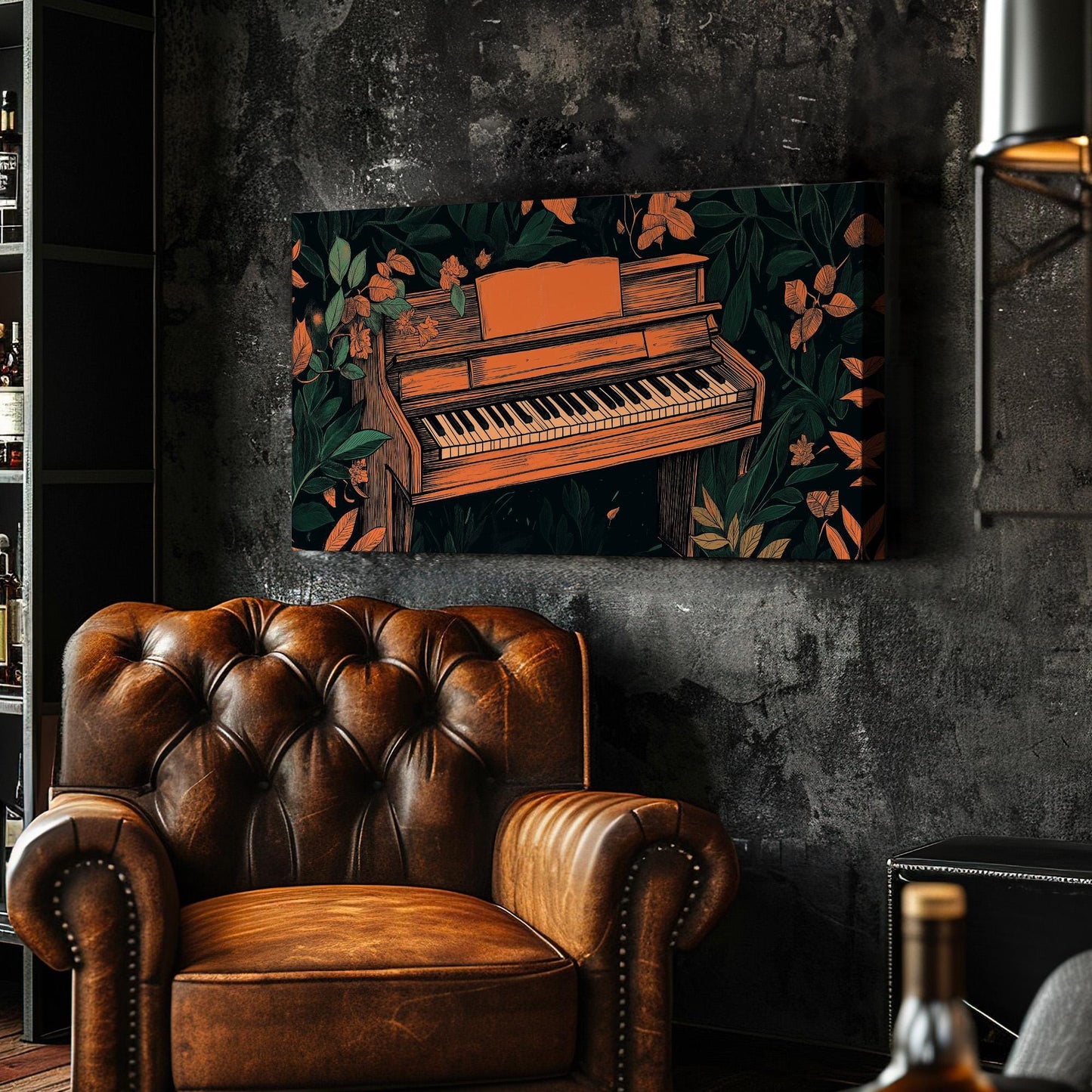 Piano In The Forest Canvas Wall Art For Living Room, Landscape Pianist Canvas Print, Classical Large Canvas Art