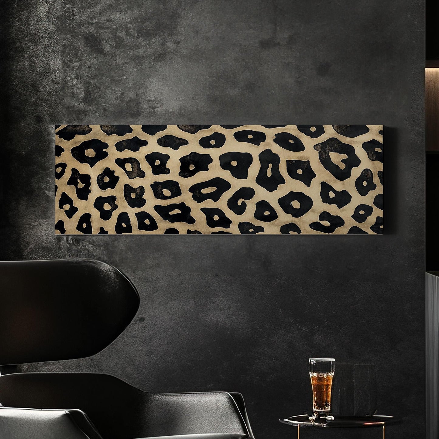 Leopard Pattern Panoramic Wall Art Aesthetic, Panorama Cheetah Canvas Print, Wildlife Decor Canvas Art