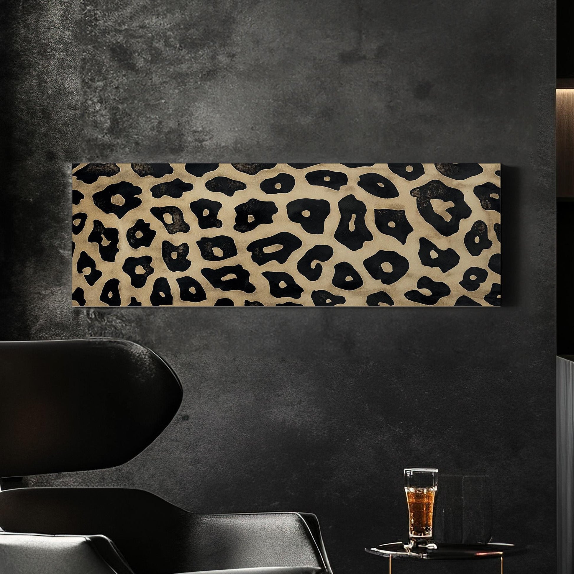 Leopard Pattern Panoramic Wall Art Aesthetic, Panorama Cheetah Canvas Print, Wildlife Decor Canvas Art