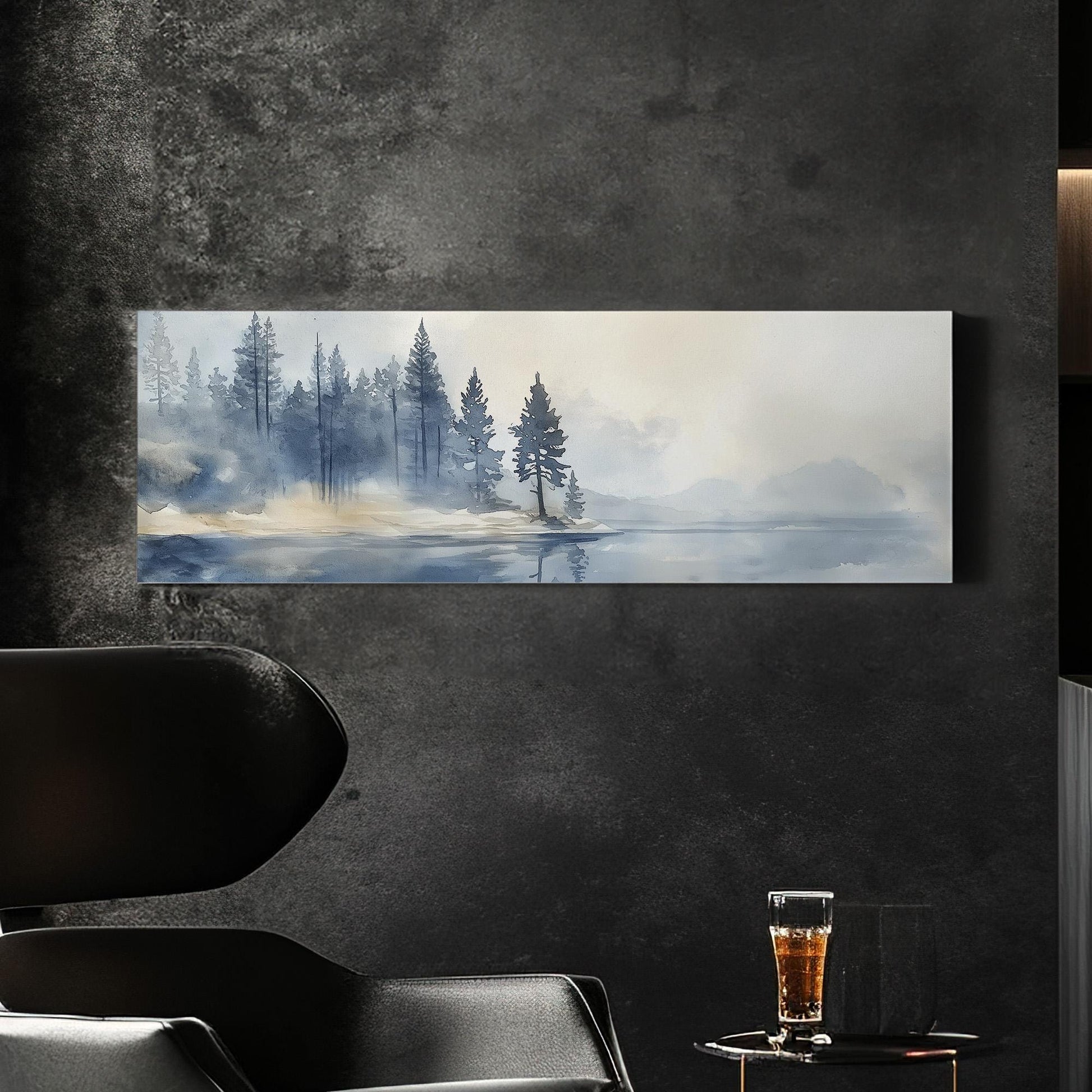 Lake Tahoe Spring Panoramic Wall Art Lake Scene, Panorama Quiet Pond Canvas Print, Tranquil Decor Canvas Art