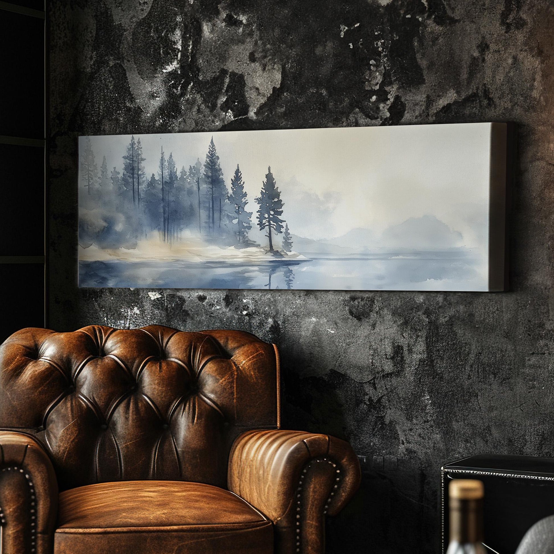 Lake Tahoe Spring Panoramic Wall Art Lake Scene, Panorama Quiet Pond Canvas Print, Tranquil Decor Canvas Art
