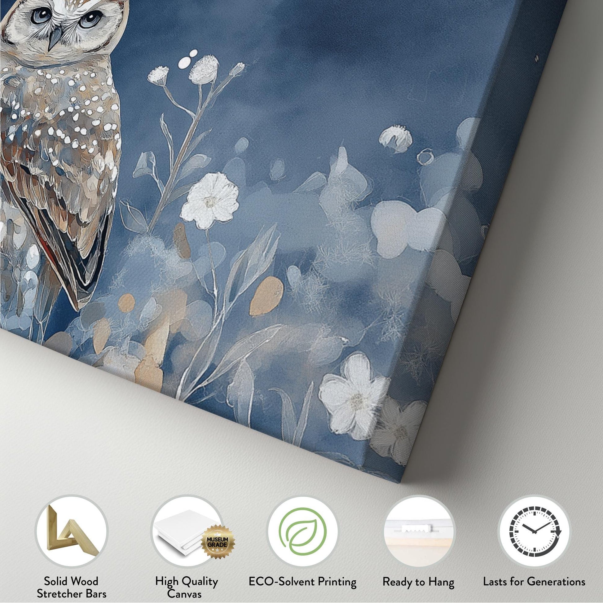 Winter Owl Canvas Print: Starry Night Forest Panorama