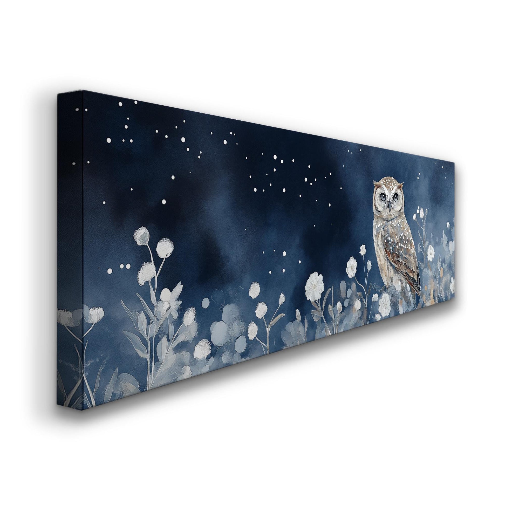 Winter Owl Canvas Print: Starry Night Forest Panorama
