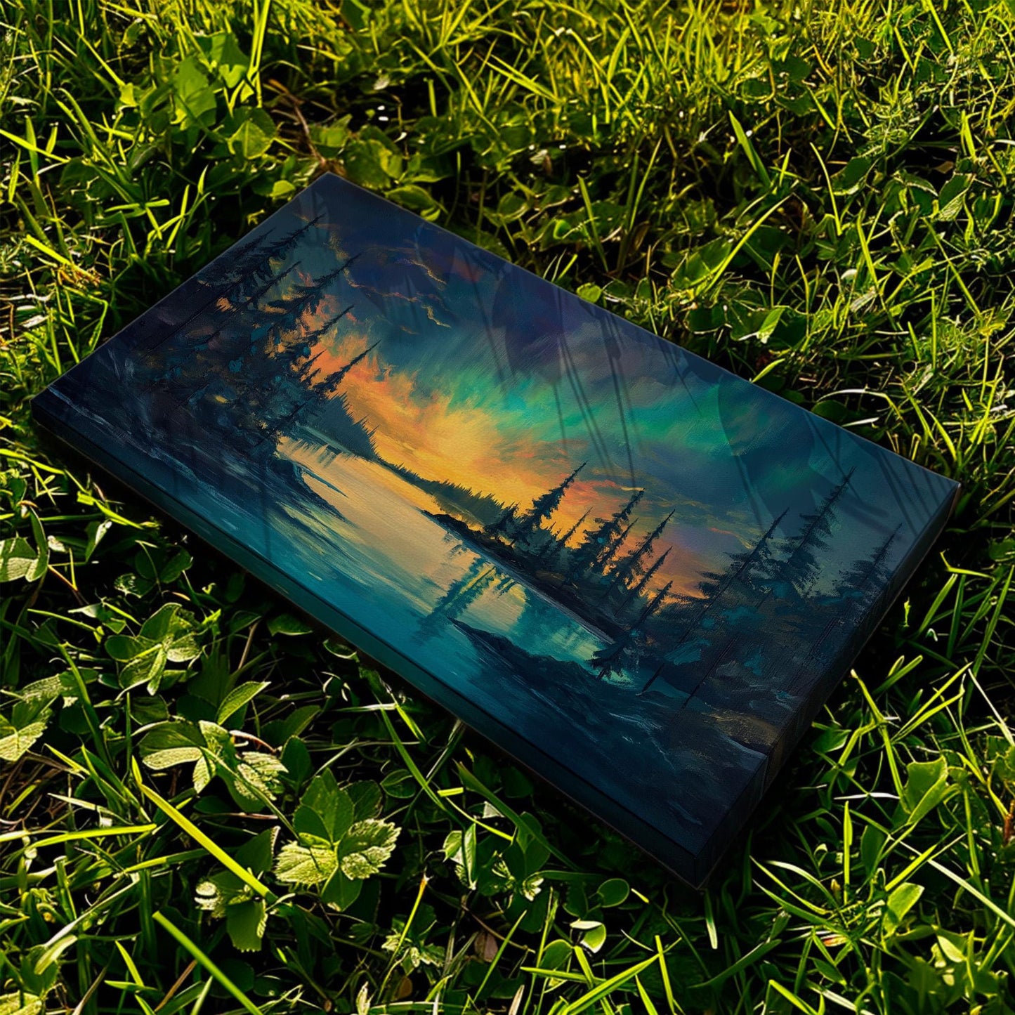 Northern Lights Magic Canvas Wall Art For Living Room, Landscape Starry Sky Canvas Print, Aurora Borealis Large Canvas Art