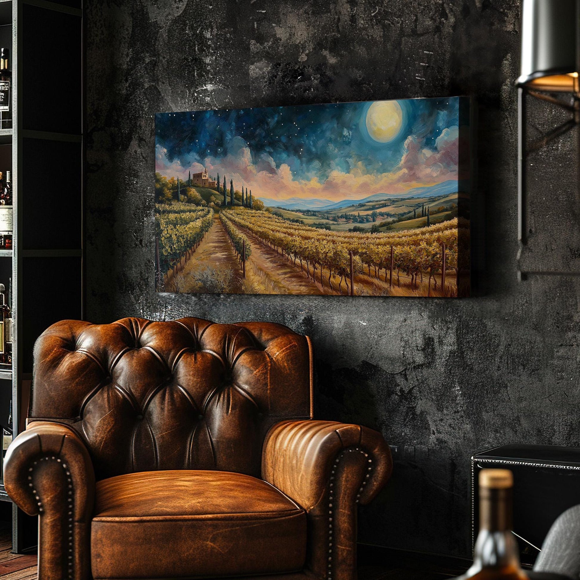 Vineyard in Italy Canvas Wall Art For Living Room, Landscape Tuscan Village Canvas Print, Italian Countryside Large Canvas Art