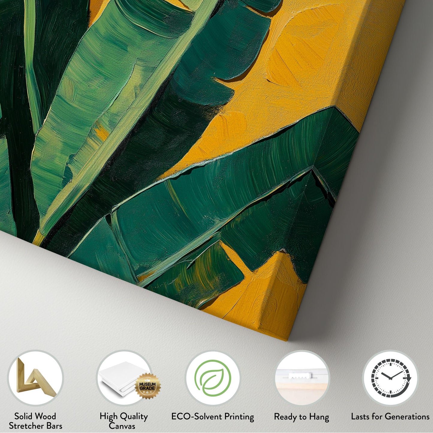 Palm Tree Yellow Background Vertical Wall Art Tropical, Decor Rainforest Canvas Print, Botanical Big Canvas Art