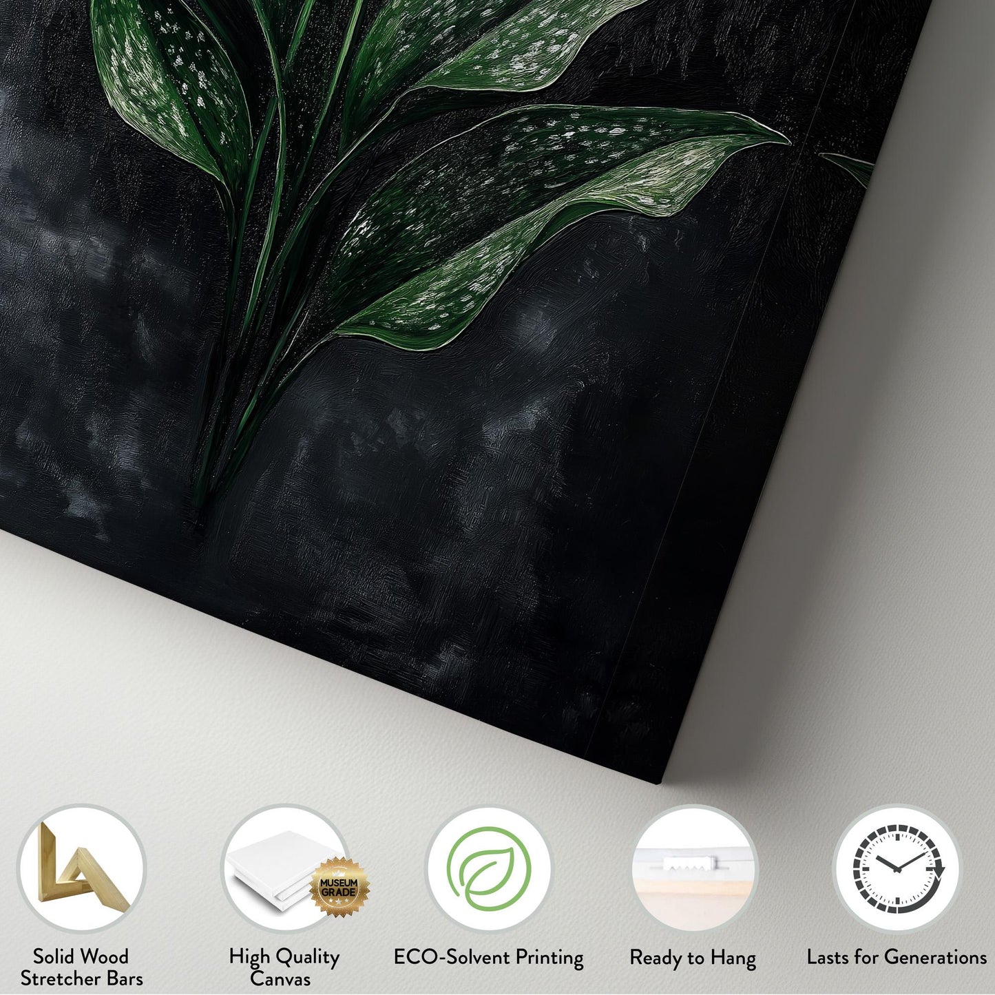 Lily of the Valley Black Vertical Wall Art Floral, Decor Lillies Canvas Print, Still Life Big Canvas Art
