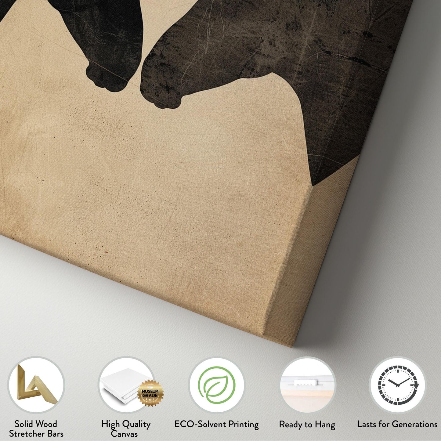 Horse Couple Vertical Wall Art Farmhouse, Decor Animal Canvas Print, Horse Farm Big Canvas Art