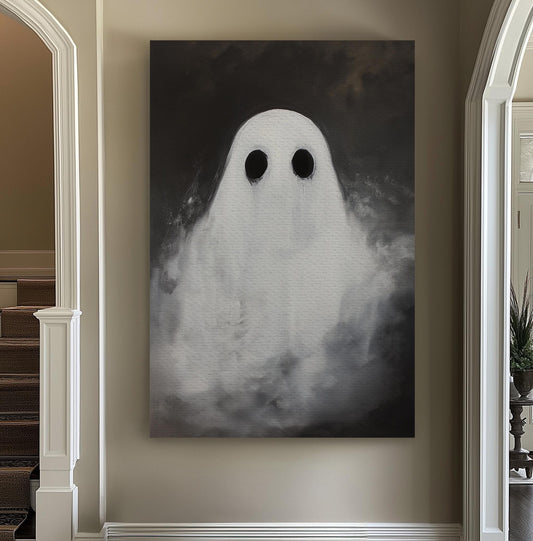 Spooky Halloween Ghosts Vertical Wall Art Spooky, Decor Dark Academia Canvas Print, Whimsical Big Canvas Art