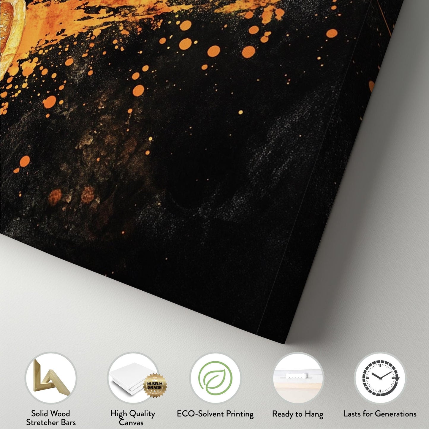 Juicy Orange Slice Panoramic Fresh Citrus, Minimal Kitchen Wall Canvas Print, Farmhouse Printed Canvas Art