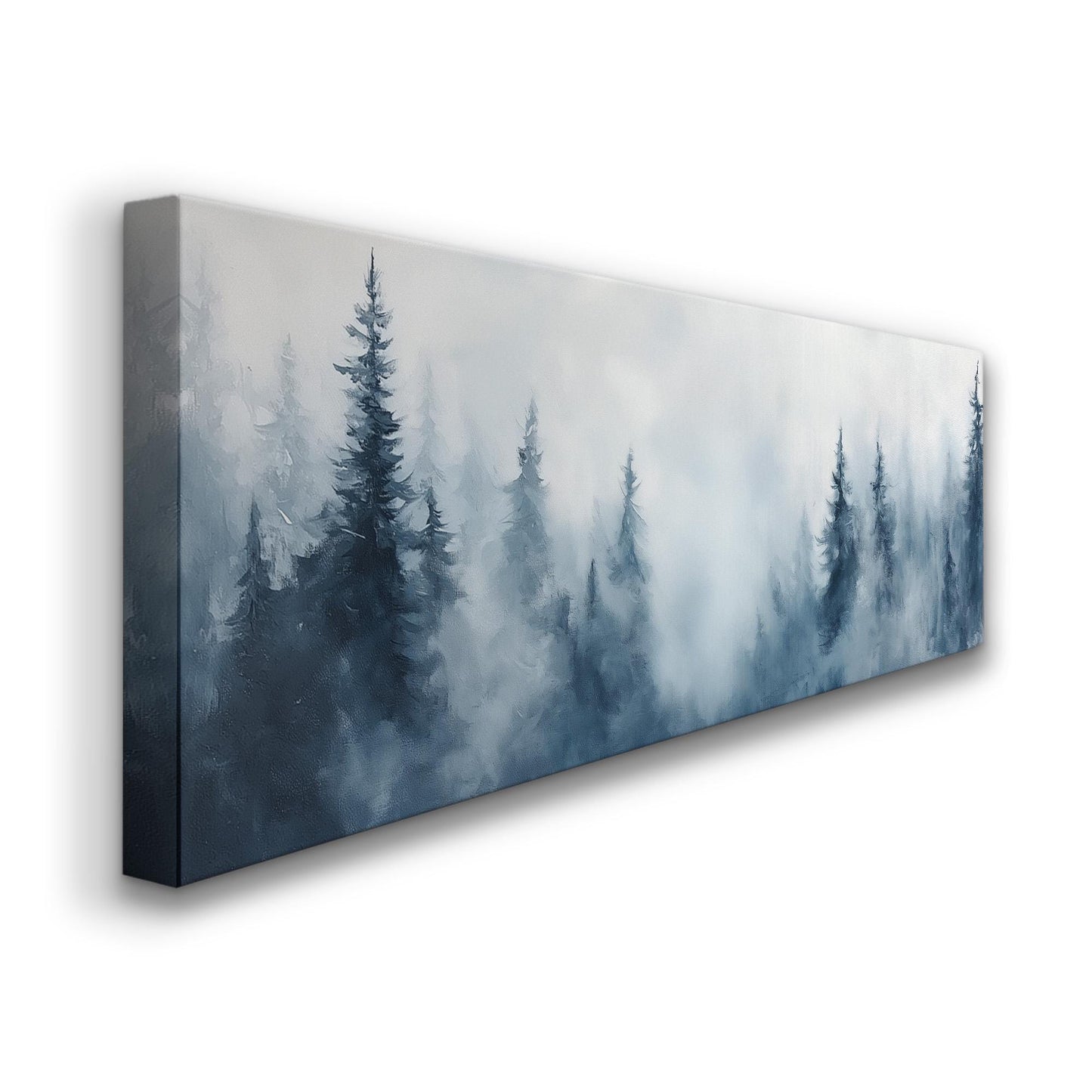 Mountain Pine Scene Panoramic Nature Beauty, Minimal Rustic Calm Canvas Print, Woodland Serenity Printed Canvas Art