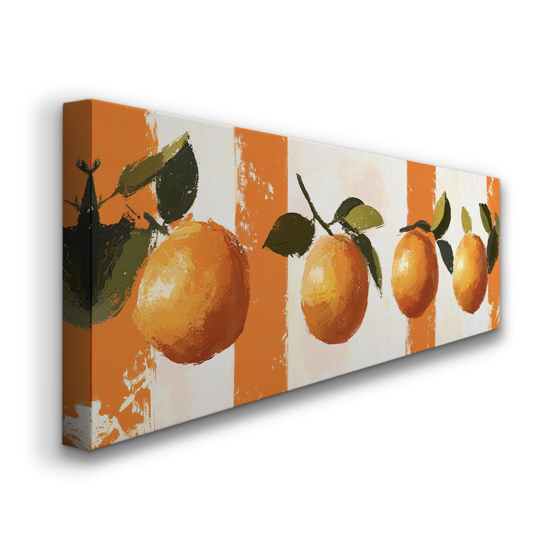 Rustic Abstract Orange Panoramic Farmhouse Vibes, Minimal Kitchen Wall Canvas Print, Country Style Printed Canvas Art