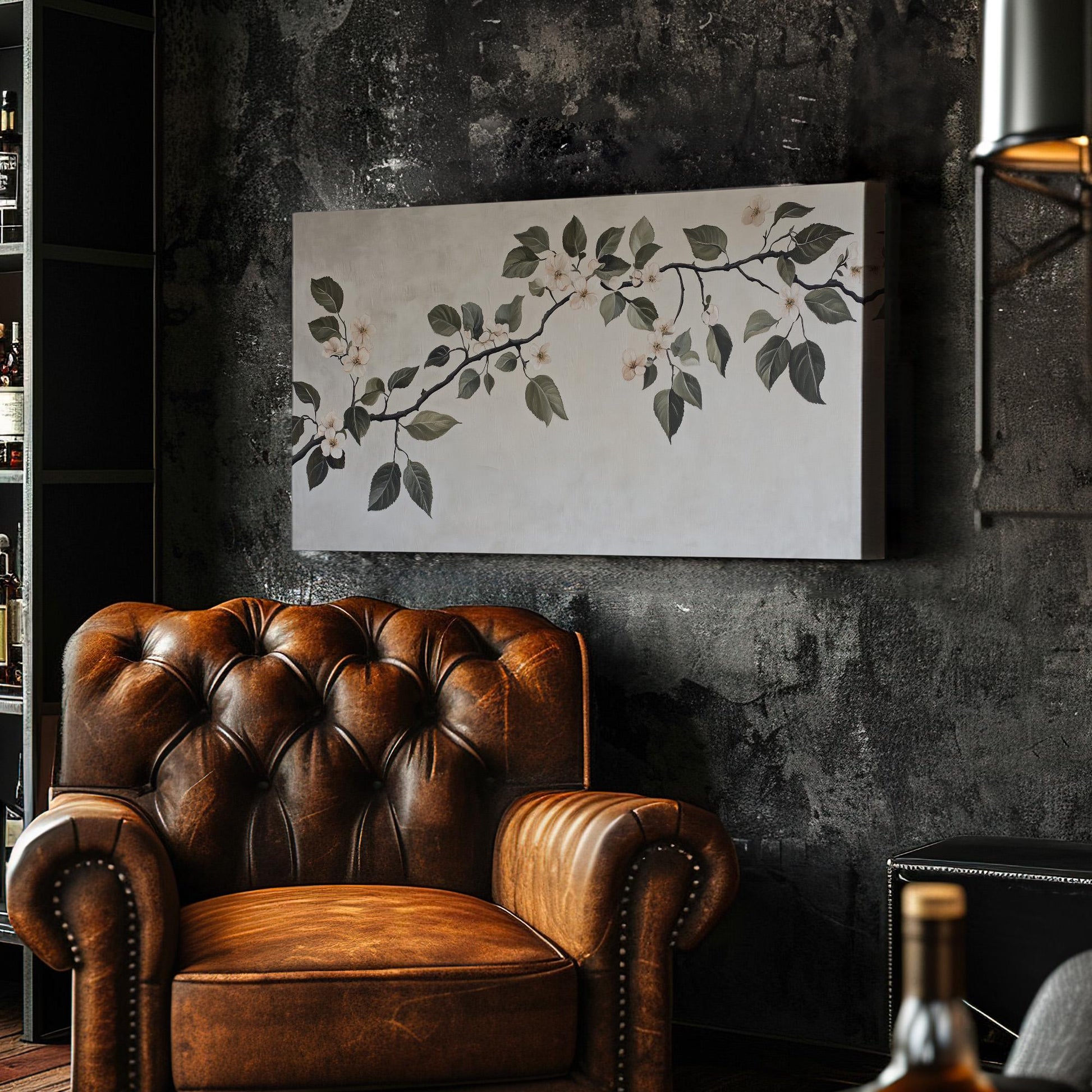 Spring Apple Blossom Branch Lanscape Soft Lights, 2x1 Farmhouse Country Canvas Print, Nature Bloom 20x60 Canvas Art