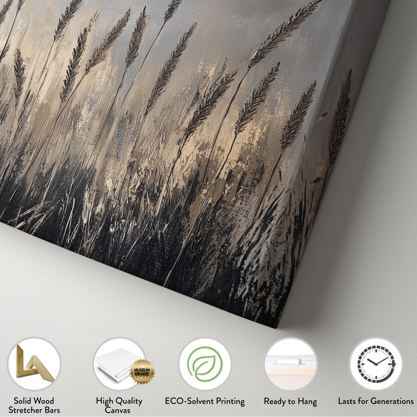 Reed Grass Lanscape Muted Beach, 2x1 Nautical Art Canvas Print, Coastal Sunset 20x60 Canvas Art