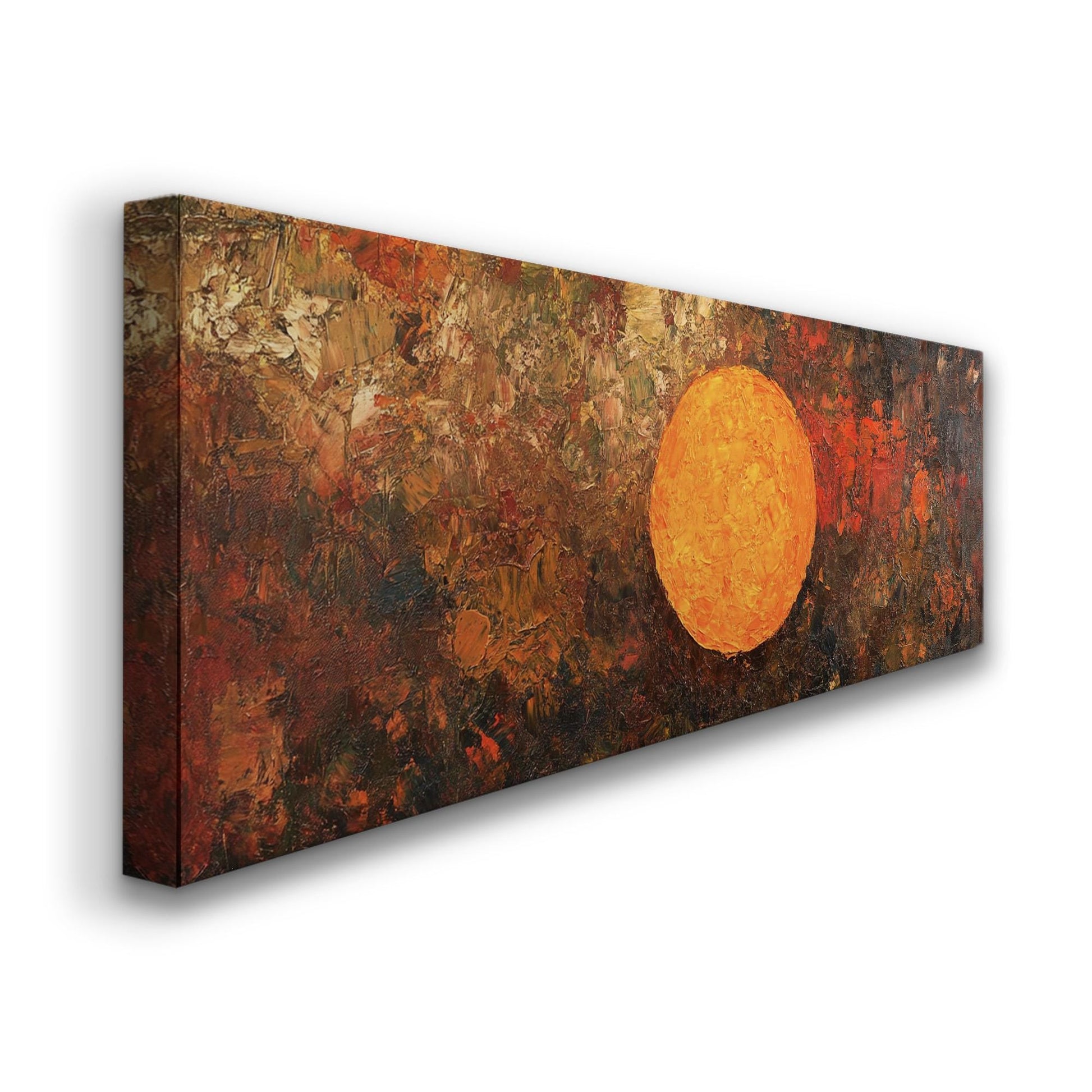 Abstract Hot Sun Panoramic Colorful Sunset, Minimal Warm Hues Canvas Print, Moody Farmhouse Printed Canvas Art