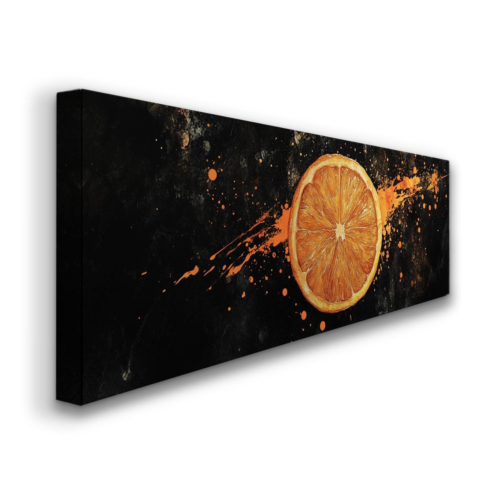 Juicy Orange Slice Panoramic Fresh Citrus, Minimal Kitchen Wall Canvas Print, Farmhouse Printed Canvas Art