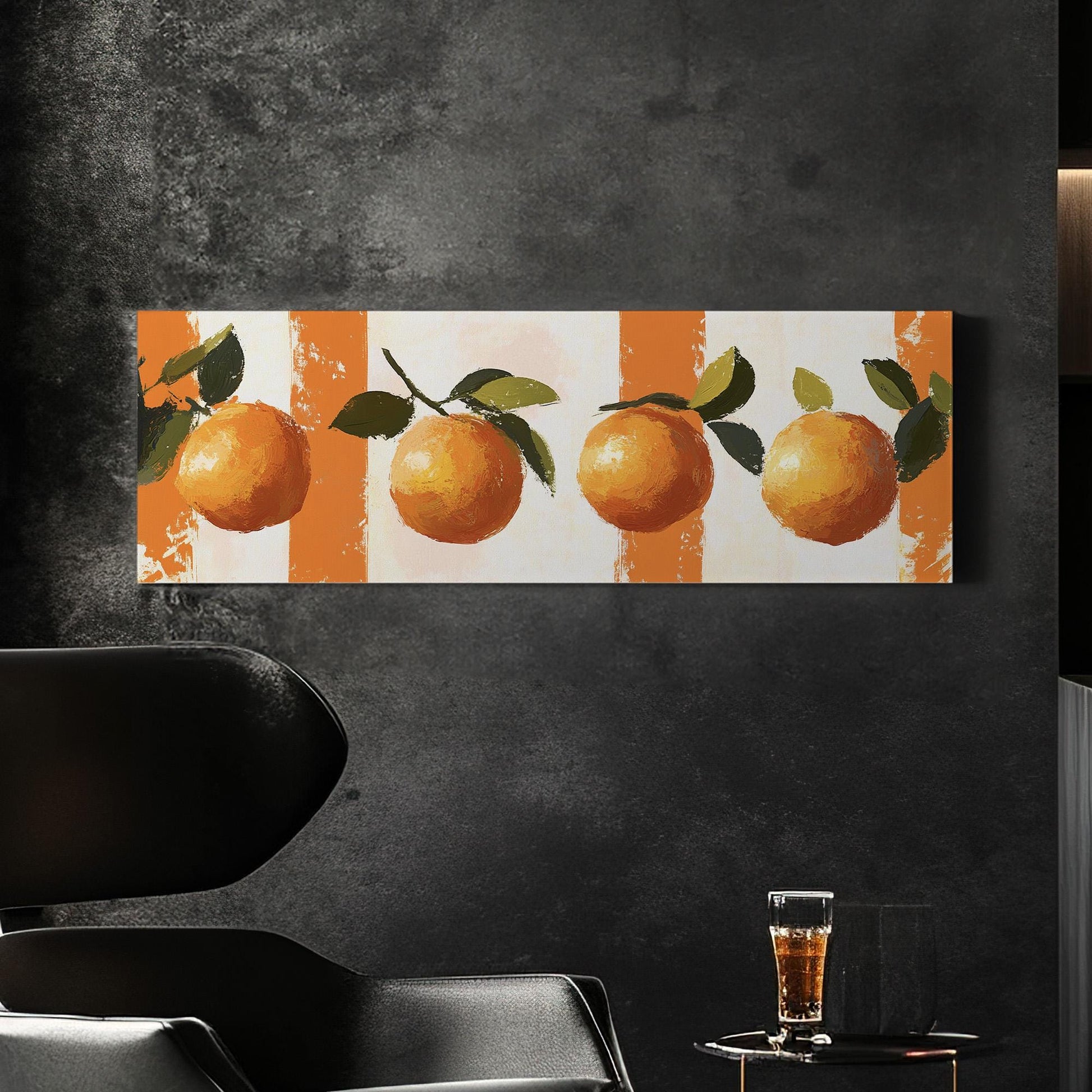 Rustic Abstract Orange Panoramic Farmhouse Vibes, Minimal Kitchen Wall Canvas Print, Country Style Printed Canvas Art