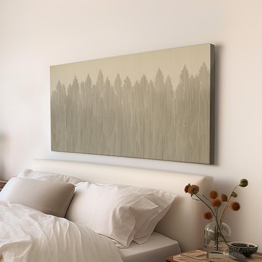 Whispering Pines Wall Art Above Couch, Horizontal Abstract Woodland Canvas Print, Contemporary Decor Canvas Art