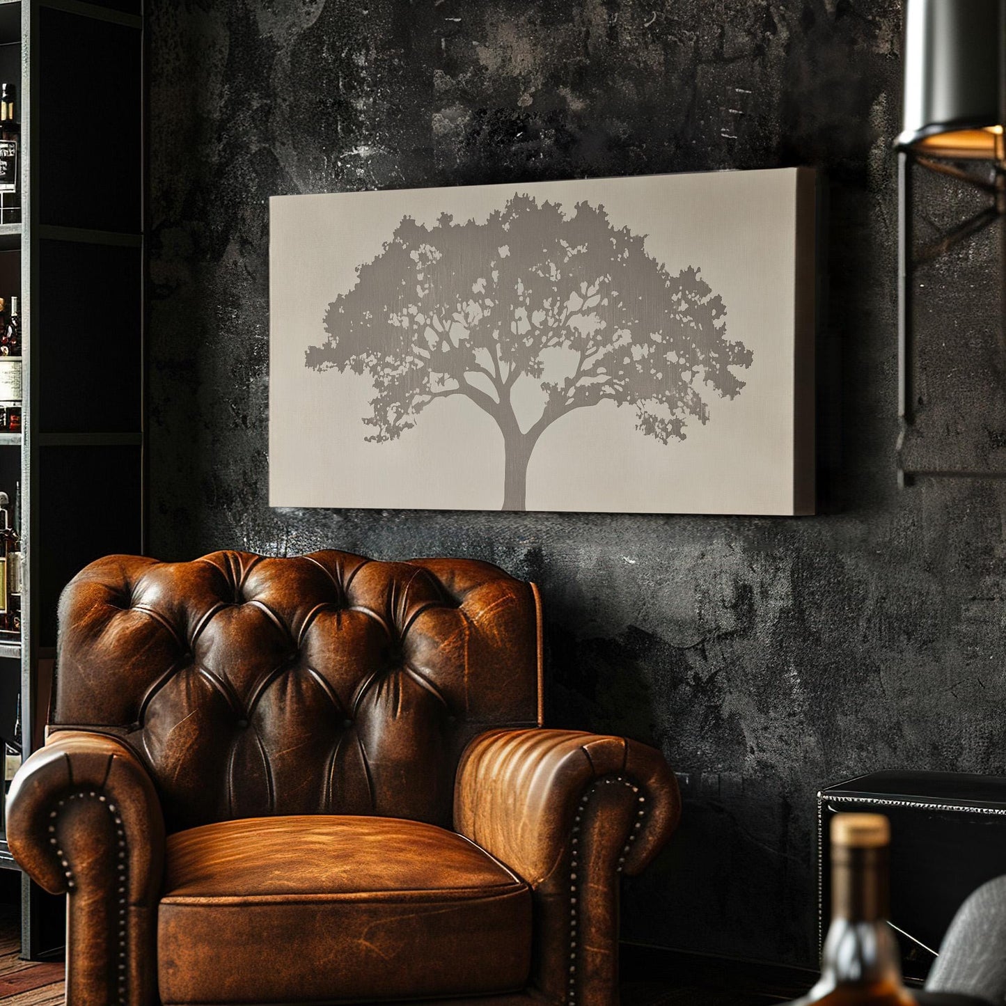 Tree Silhouette Wall Art For Living Room, Horizontal Farmhouse Canvas Print, Nature Decor Canvas Art