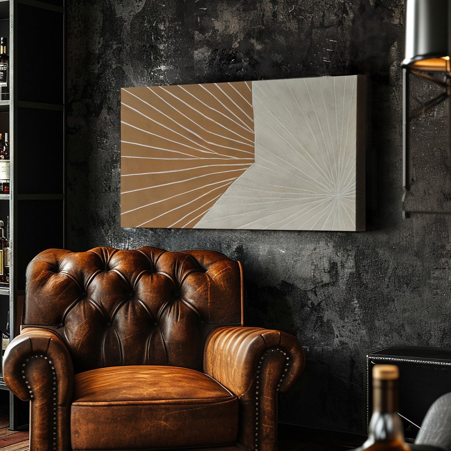 Terra Radiance Wall Art Above Bed, Horizontal Terracotta Abstract Canvas Print, Desert Glow Decor Canvas Art